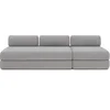 Image de Canapé 4 places - 2 modules convertibles : Canapé 3 places + Fauteuil - Velours côtelé Gris clair