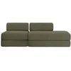 Image de Canapé 3 places - 2 modules convertibles : Canapé 2 places + Fauteuil - Velours côtelé Vert