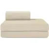 Image de Canapé 2 places convertible et modulable - Velours côtelé Beige