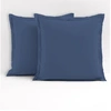 Image de Lot de 2 taies d'oreiller carrés - 63 x 63 cm - 100% coton - Bleu