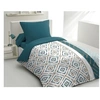 Image de Parure de couette microfibre Ethno - 1 housse de couette 140x200 cm + 1 taie d'oreiller 63x63 cm - Bleu canard -