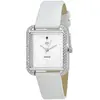 Image de So Charm Montres Montre Marwa blanche ornée d'un véritable diamant noir et de 72 Cristaux scintillants