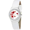 Image de So Charm Montres Montre Alysson Coquelicot blanche à mouvement tournant ornée de Cristaux scintillants