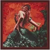 Image de Tissu carré jacquard 48 x 48 cm danseuse(...) - Rouge