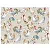 Image de Tissu coton imprimé coqs sur fond lin vendu au mètre(...) - Ecru (LIN)