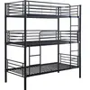 Image de Lit superposé en métal triple HAVIN - 90 x 190 cm - Noir