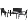 Image de Ensembles canapes. fauteuils et tables de jardin 4 pieces textilene noir 59 x 107.5 x 77.5 cm 4 personnes