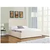 Image de Lit coffre 216.5 x 169.5 x 121.5 cm en velours cadre a lattes pour 2 personnes de couleur beige