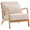 Image de Fauteuil Clinton en bois style scandinave - Lin - Beige
