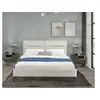 Image de Lit habitat et jardin 220 x 167 x 103 cm en tissu 12 pieces cadre a lattes pour 2 personnes de couleur beige