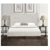 Image de Lit habitat et jardin 205 x 165 x 119 cm en tissu 4 pieces sommier a lattes pour 2 personnes de couleur beige