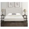 Image de Lit 216 x 183 x 119 cm en tissu 6 pieces sommier a lattes pour 2 personnes de couleur beige