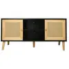 Image de Meuble TV scandinave en cannage "Iguane" - 120 x 30 x 56.5 cm - Noir
