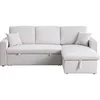 Image de Canape angle fixe 3 places en velours beige 145 x 145 x 85 cm
