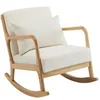 Image de Fauteuil à bascule style scandinave bouclette et bois " Clinton " - Beige