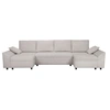 Image de Canape angle fixe 5 places en velours beige 138 x 321 x 85.5 cm