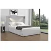 Image de Lit double en velours côtelé avec coffre et lampe intégré "Cortina" - 140 x 190 cm - Gris