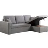 Image de Canape angle convertible 3 places en tissu gris 145 x 215 x 85 cm