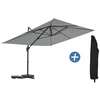 Image de Parasol jardin déporté en aluminium "Sky 4" - 3 x 4 m - Gris - Avec Housse