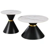 Image de Lot de 2 tables basses gigognes en céramique "Lune" - 70 x 70 x 42 cm - Gris/Blanc
