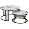 Image de Lot de 2 tables basses gigognes en céramique "Ombre" - 80 x 80 x 45 cm - Blanc