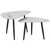 Image de Lot de 2 tables basses gigognes en céramique "Terra" - 49 x 79 x 56 cm - Blanc