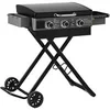 Image de Plancha à gaz avec chariot pliable et portable "Firo" - 7,5 kw - Noir