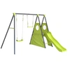 Image de Portique de jeu en métal avec toboggan "Kylian" - 4 agrès - Vert