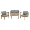 Image de Salon de jardin en bois avec coussins inclus "Milano" - 4 places - Gris