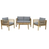 Image de Salon de jardin en bois avec coussins "Beckham" - 4 places - Gris