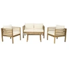 Image de Salon de jardin en bois avec coussins inclus "Beckham" - 4 places - Beige