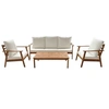 Image de Salon de jardin en bois d'acacia avec coussins "Chilwell" - 5 places - Beige