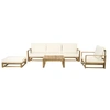 Image de Salon de jardin en bois modulable avec coussins "Bellingham" - 5 places - Beige