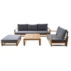 Image de Salon de jardin en bois d'acacia avec coussins "Bellingham" - 5 places - Gris