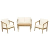 Image de Salon de jardin en bois d'acacia avec coussins "Presley" - 4 places - Beige