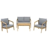 Image de Salon de jardin en bois avec coussins "Presley" - 4 places - Gris