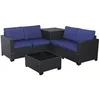 Image de Salon de jardin en résine tressée avec coffre de rangement "Riley" - 4 places - Bleu foncé