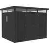 Image de Abri de jardin métal Lexinton - Toit plat - Porte battante - 6,76 m² - Gris