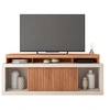 Image de Meuble TV 70 Pouces Chêne et Blanc 2 Portes Coulis. L. 180 H 74 P 39.5 cm - L 180 x l 39.5 x H 74 cm
