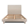 Image de Lit 200x200cm avec tête de lit tapissier tissu et sommier kit beige brun - Hauteur totale : 29cm