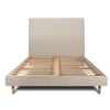 Image de Lit 160x200cm avec tête de lit tapissier tissu et sommier kit beige brun - Hauteur totale : 29cm