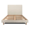 Image de Lit 160x200cm avec tête de lit tapissier tissu et sommier kit Beige clair - Hauteur totale : 29cm