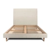 Image de Lit 140x190cm avec tête de lit tapissier tissu et sommier kit Beige clair - Hauteur totale : 29cm