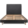 Image de Lit 200x200cm avec tête de lit tapissier tissu et sommier kit Noir - Hauteur totale : 29cm