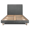 Image de Lit 200x200cm avec tête de lit tapissier tissu et sommier kit gris anthracite - Hauteur totale : 29cm