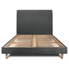 Image de Lit 180x200cm avec tête de lit tapissier tissu et sommier kit gris anthracite - Hauteur totale : 29cm
