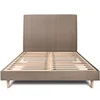 Image de Lit 140x190cm avec tête de lit tapissier velours et sommier kit taupe - Hauteur totale : 29cm