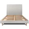 Image de Lit 160x200cm avec tête de lit tapissier velours et sommier kit gris clair - Hauteur totale : 29cm