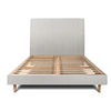 Image de Lit 140x200cm avec tête de lit tapissier velours et sommier kit gris clair - Hauteur totale : 29cm