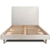 Image de Lit 160x200cm avec tête de lit tapissier bouclette et sommier kit Beige - Hauteur totale : 29cm